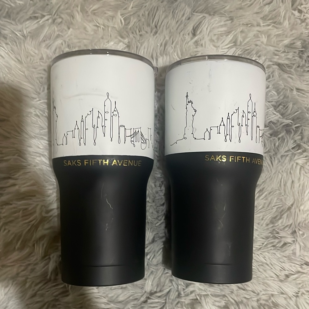 2 saks fifth avenue travel mugs